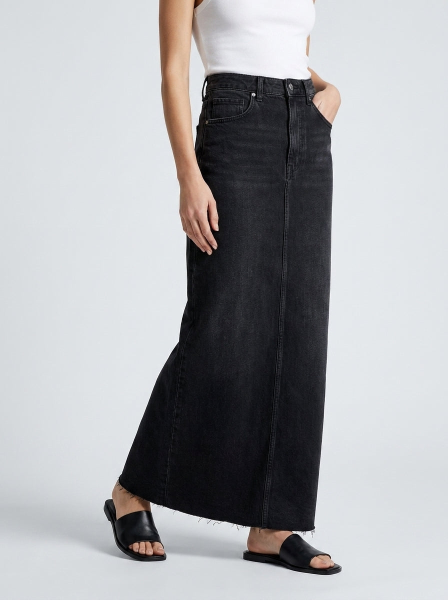 Stylish Denim Maxi Skirt for Women with High Waist