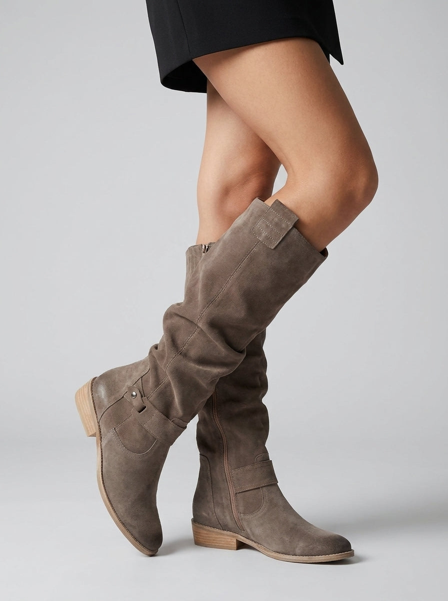 Stylish Knee-High Boots for Women with Suede Design