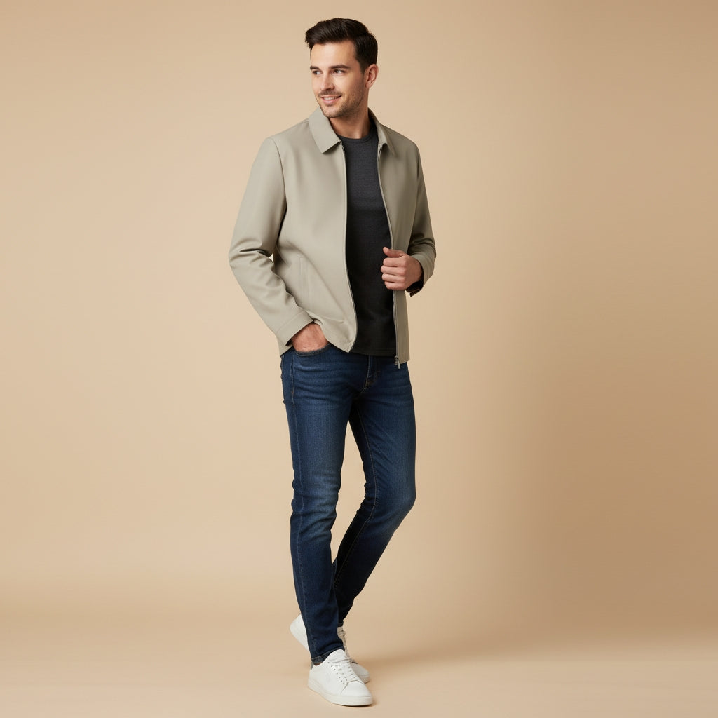 Stylish Short Jacket for Men with Classic Collar