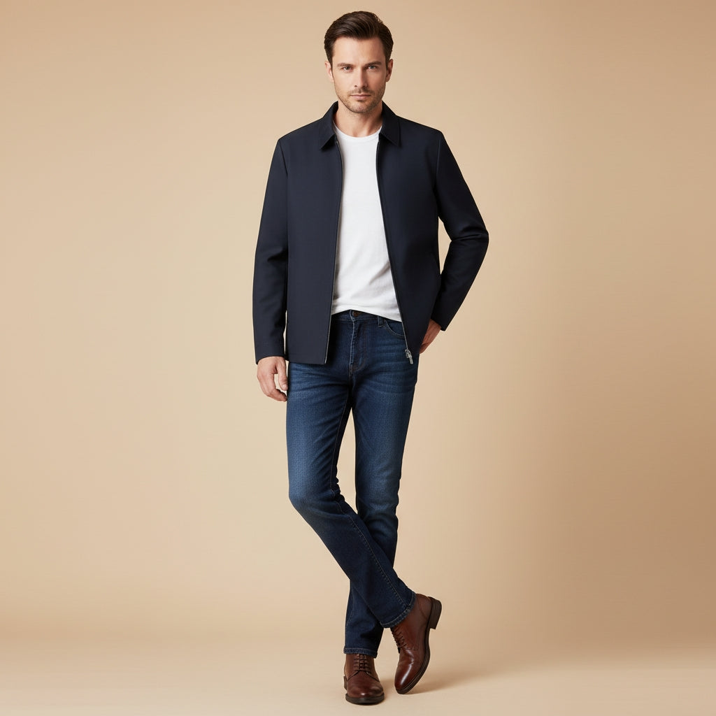 Stylish Short Jacket for Men with Classic Collar
