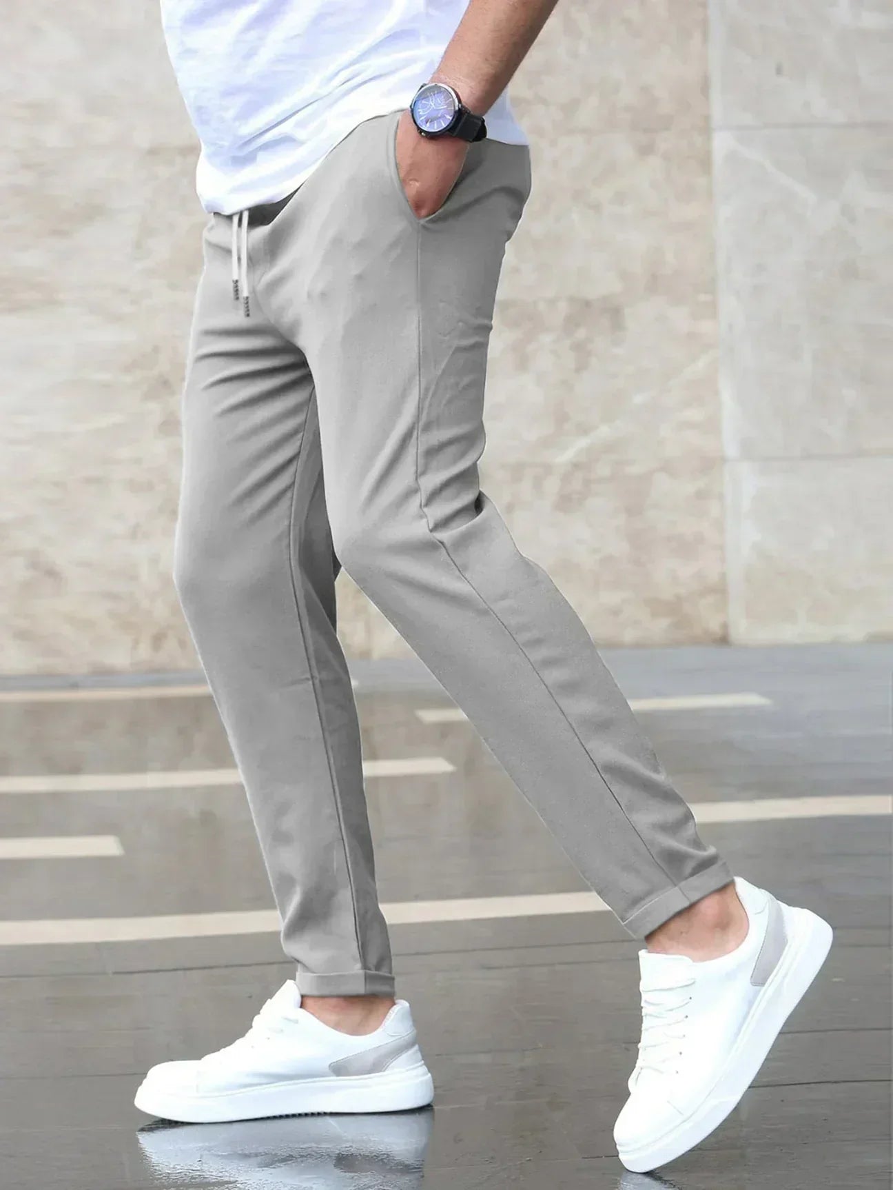 Stretch Comfort Trousers Men Regular Fit Casual