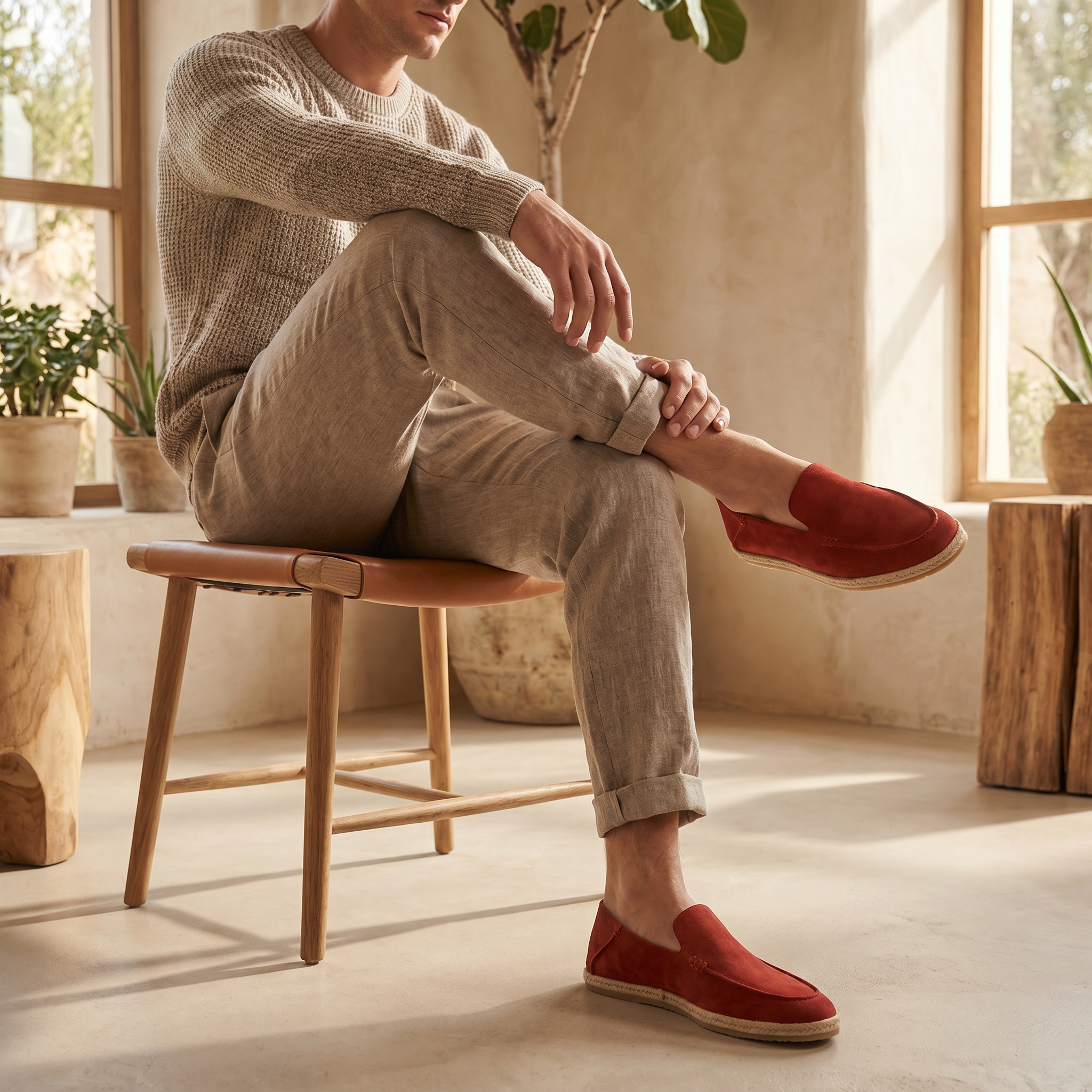 Suede Espadrille Loafers for Men Casual Summer