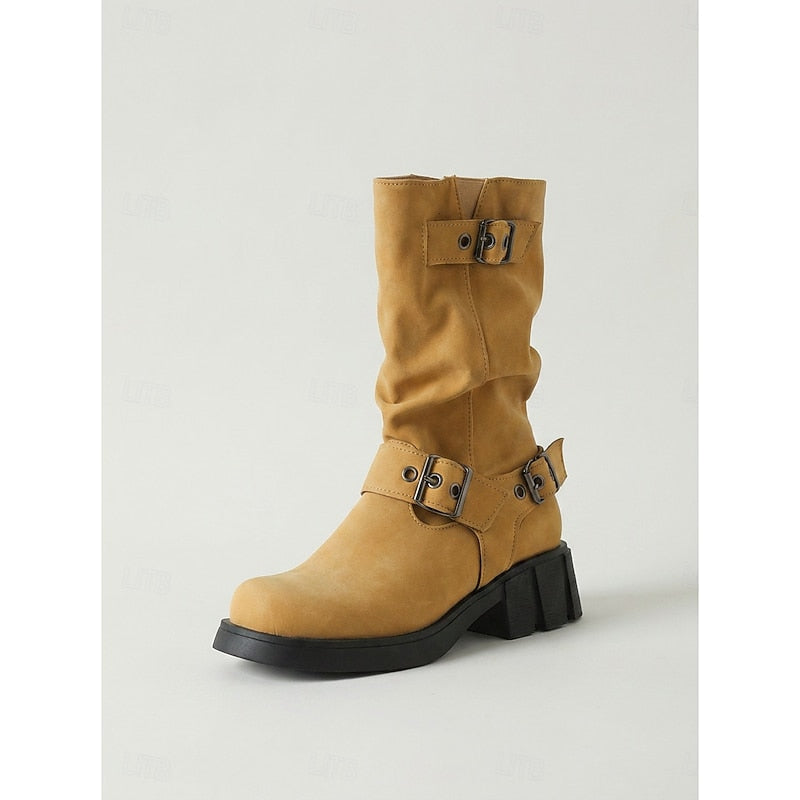 Ramona | Retro Buckle Biker Boots