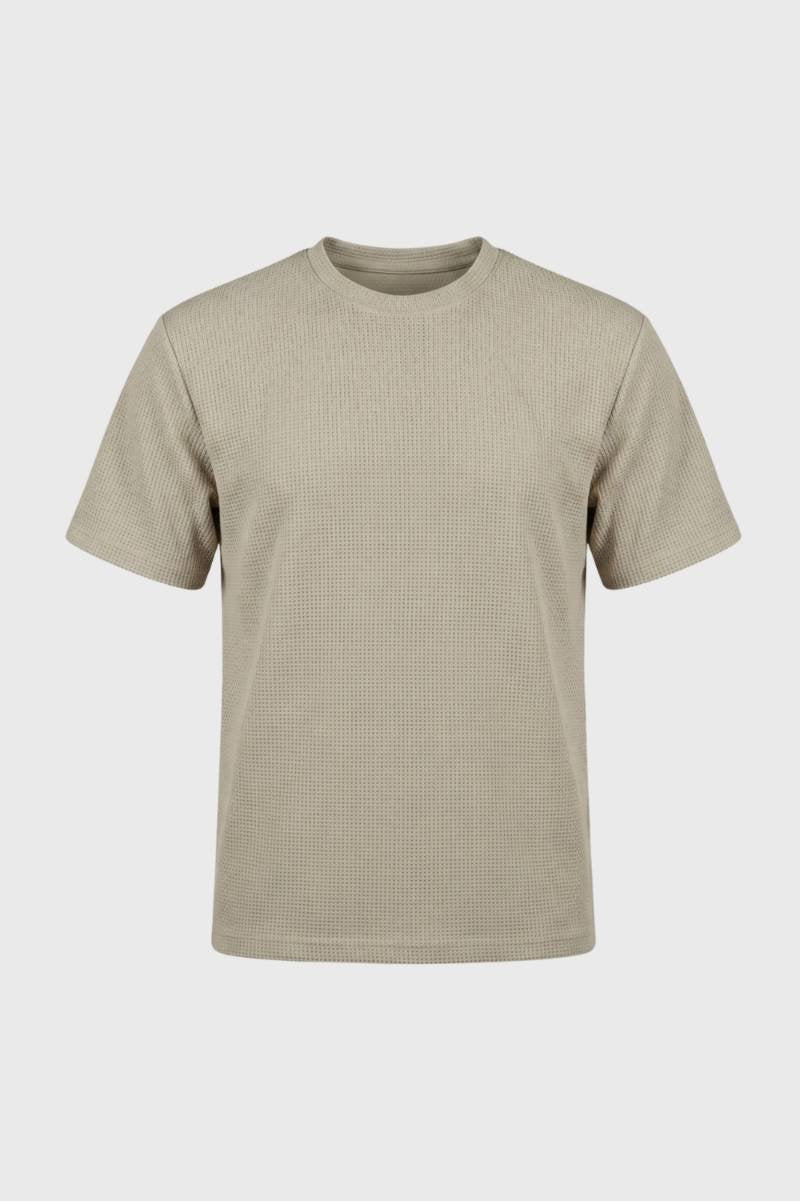 Men's Regular Fit Waffle Texture Short Sleeve Casual T-shirt
