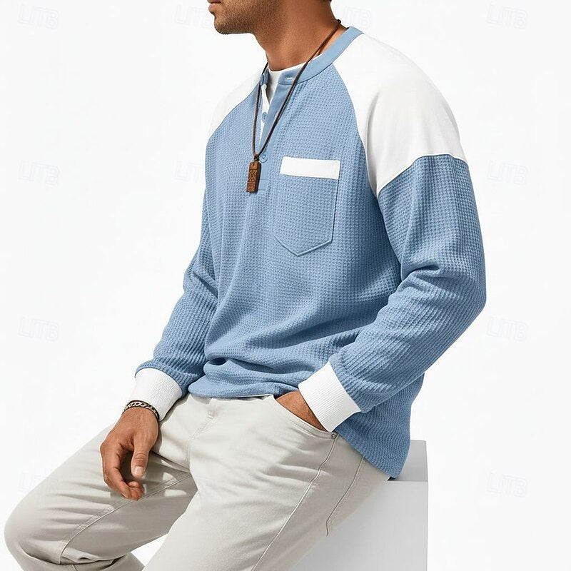 Ashton | Textured Long-Sleeve Henley Top