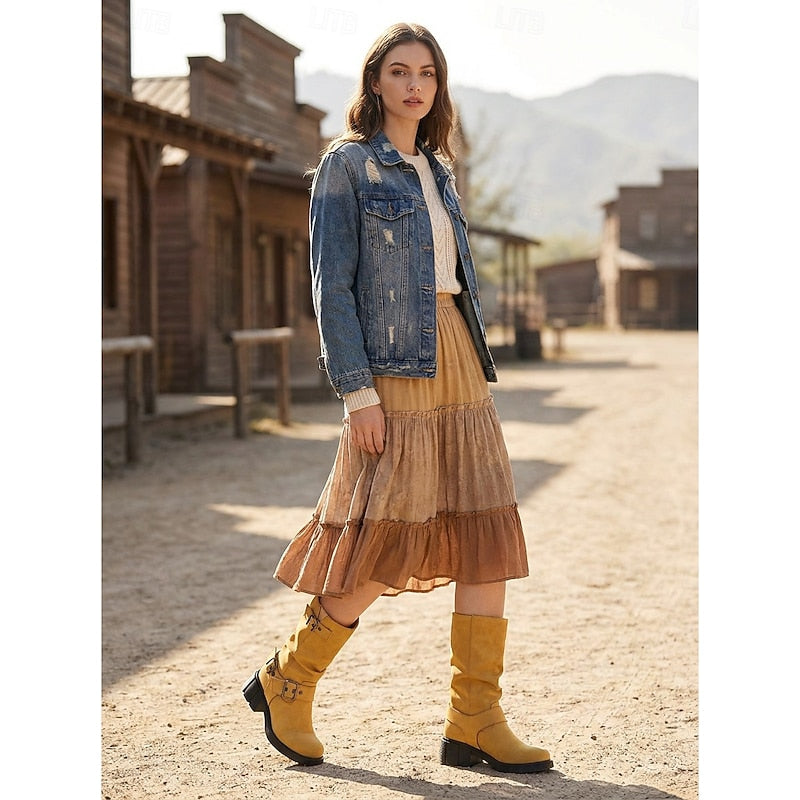 Ramona | Retro Buckle Biker Boots
