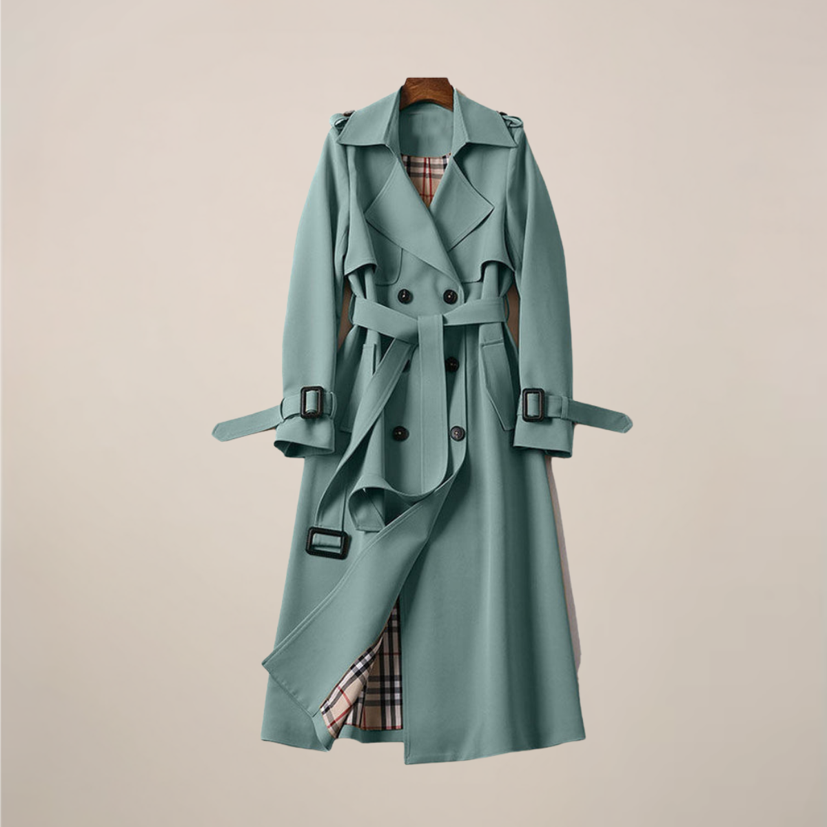 Ladies' Double-Breasted Belted Classic Trench Coat