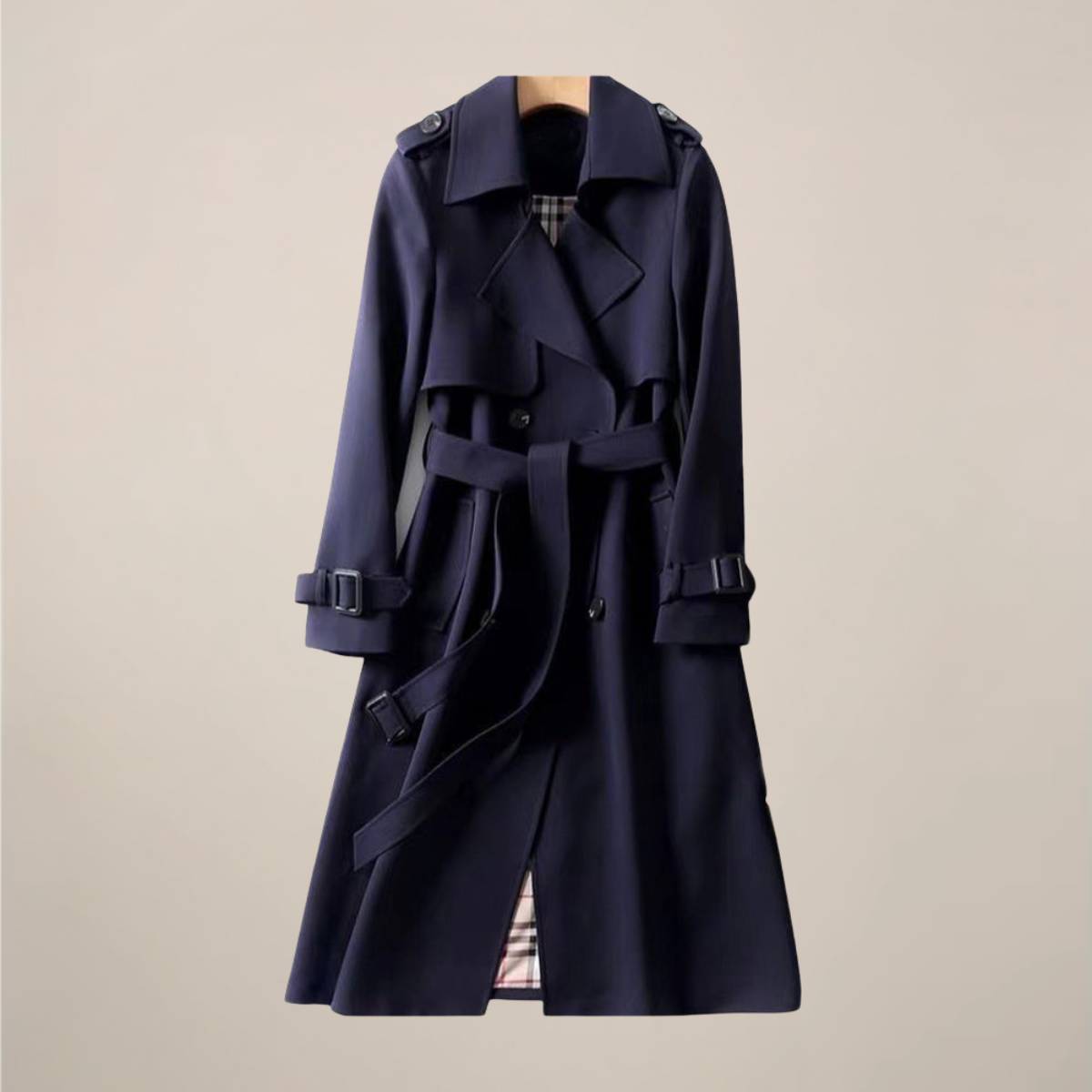 Ladies' Double-Breasted Belted Classic Trench Coat