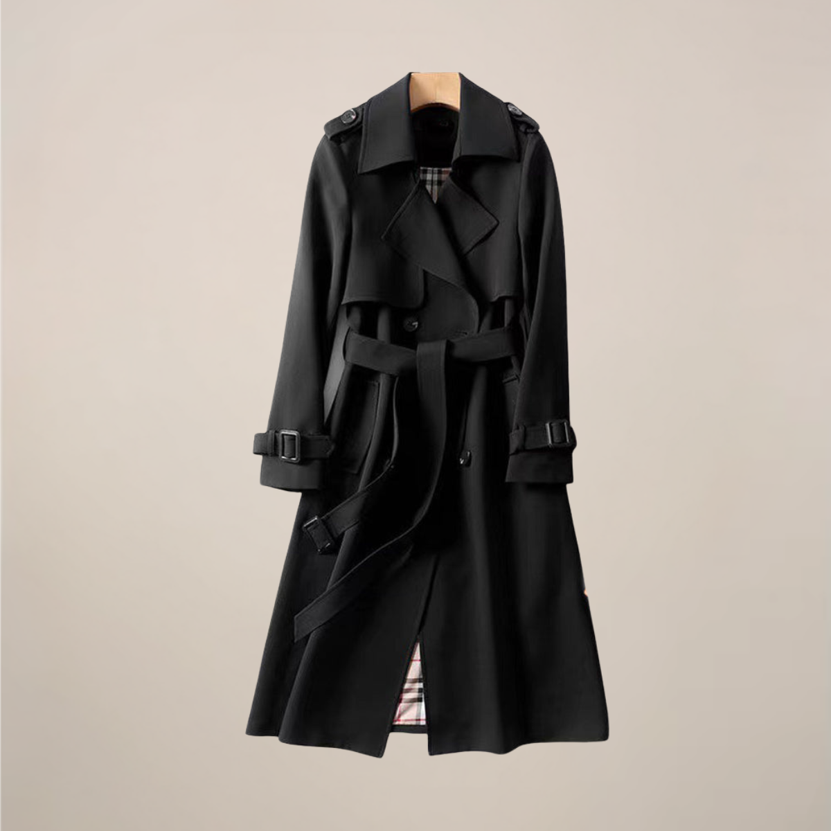 Ladies' Double-Breasted Belted Classic Trench Coat