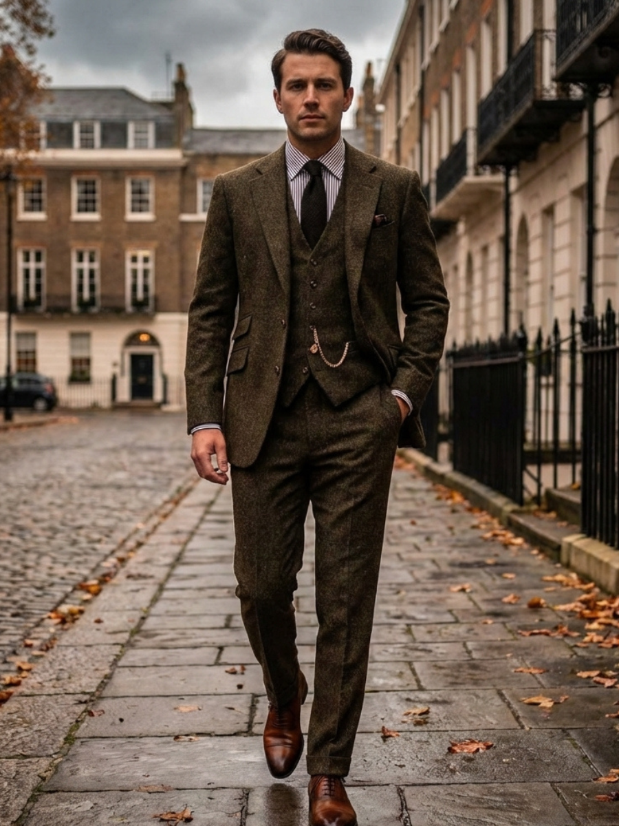 TWEED THREE-PIECE SUIT FOR MEN