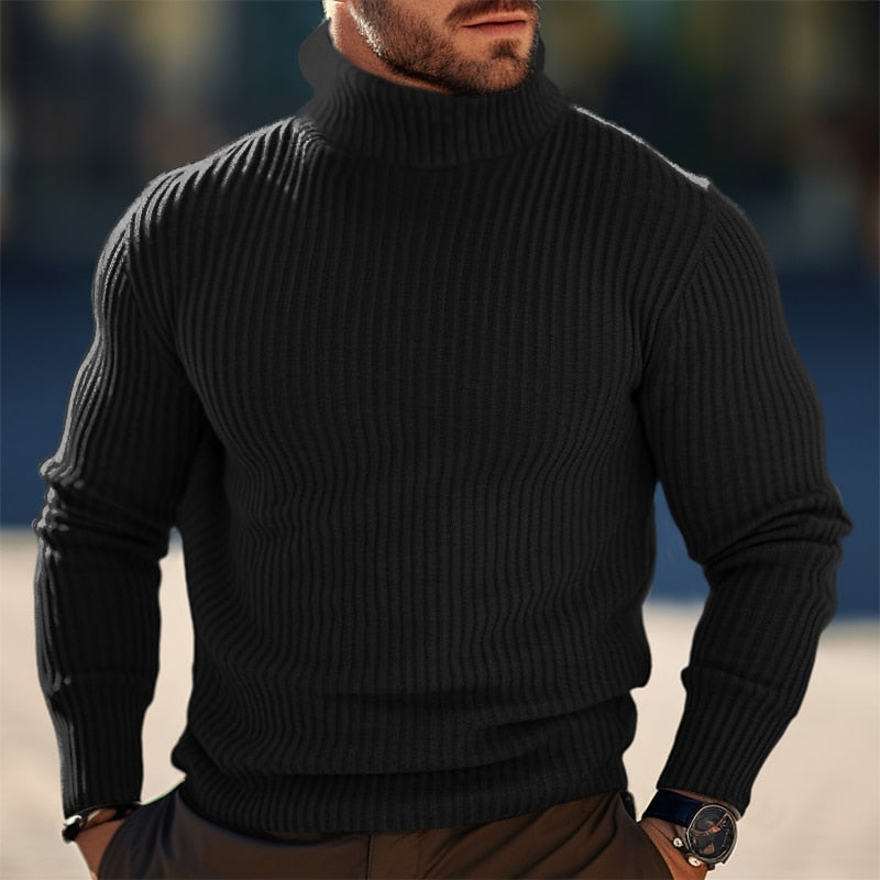 Alaric | Textured Ribbed Turtleneck Knit
