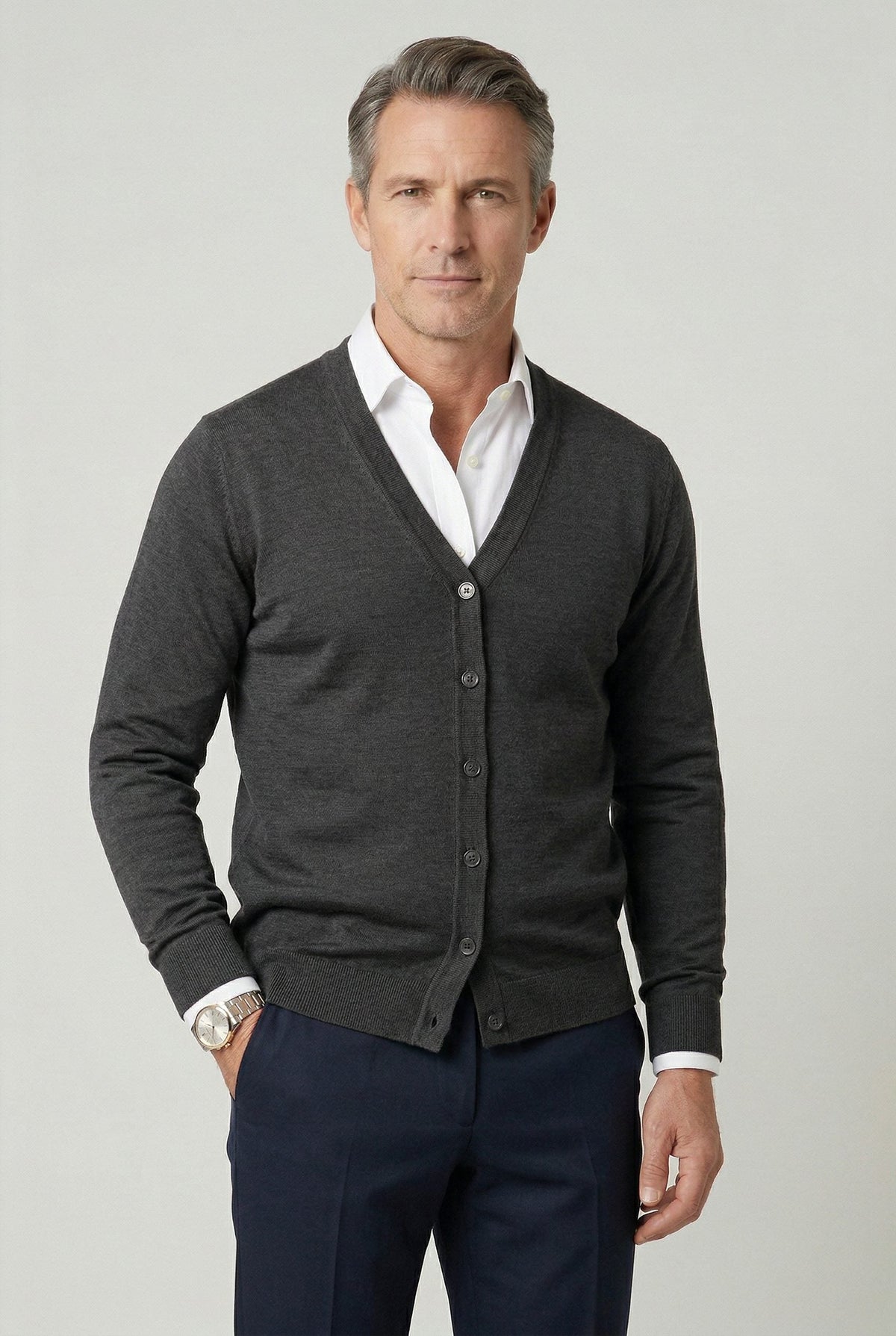 Men's V-Neck Button-Up Cardigan