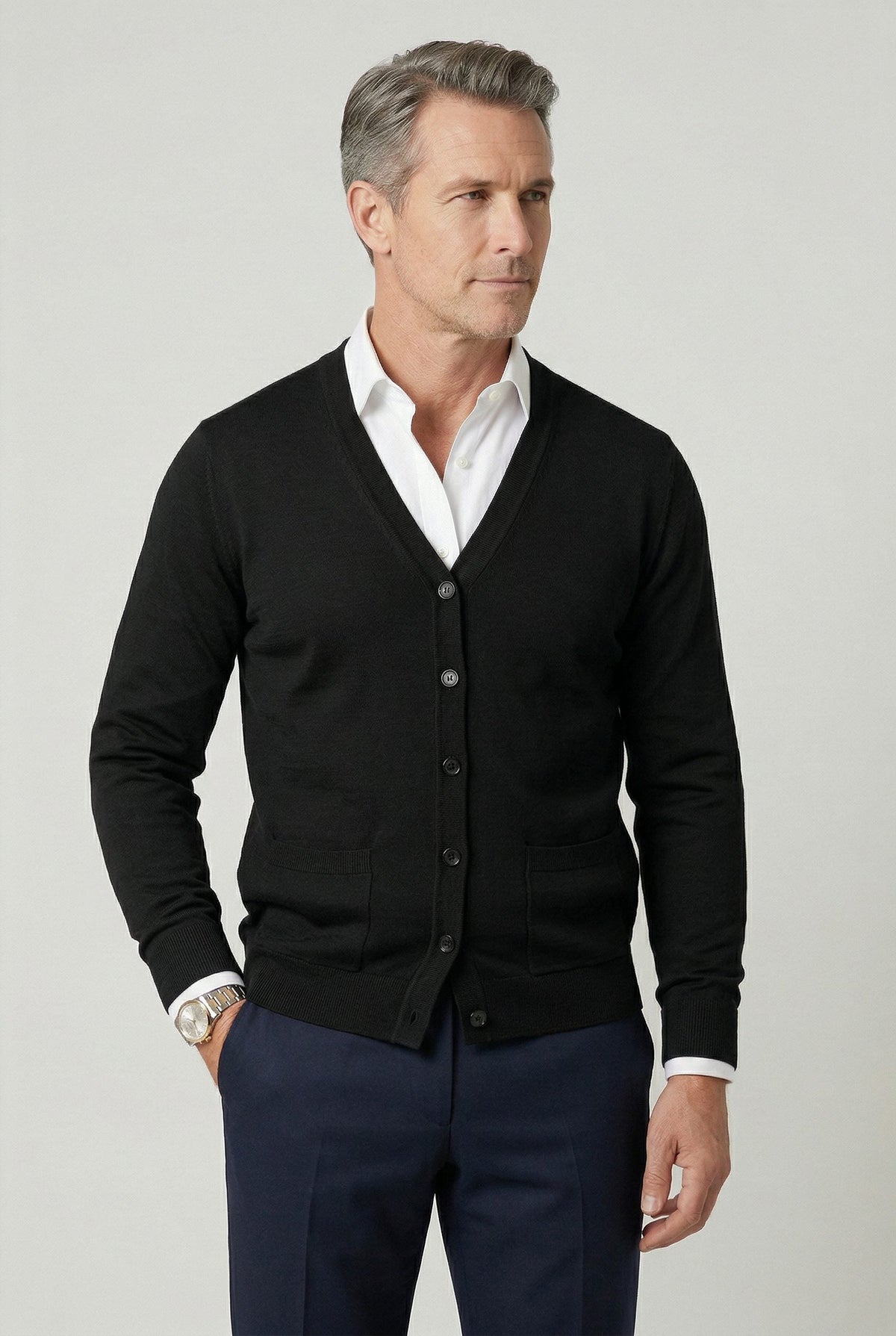 Men's V-Neck Button-Up Cardigan