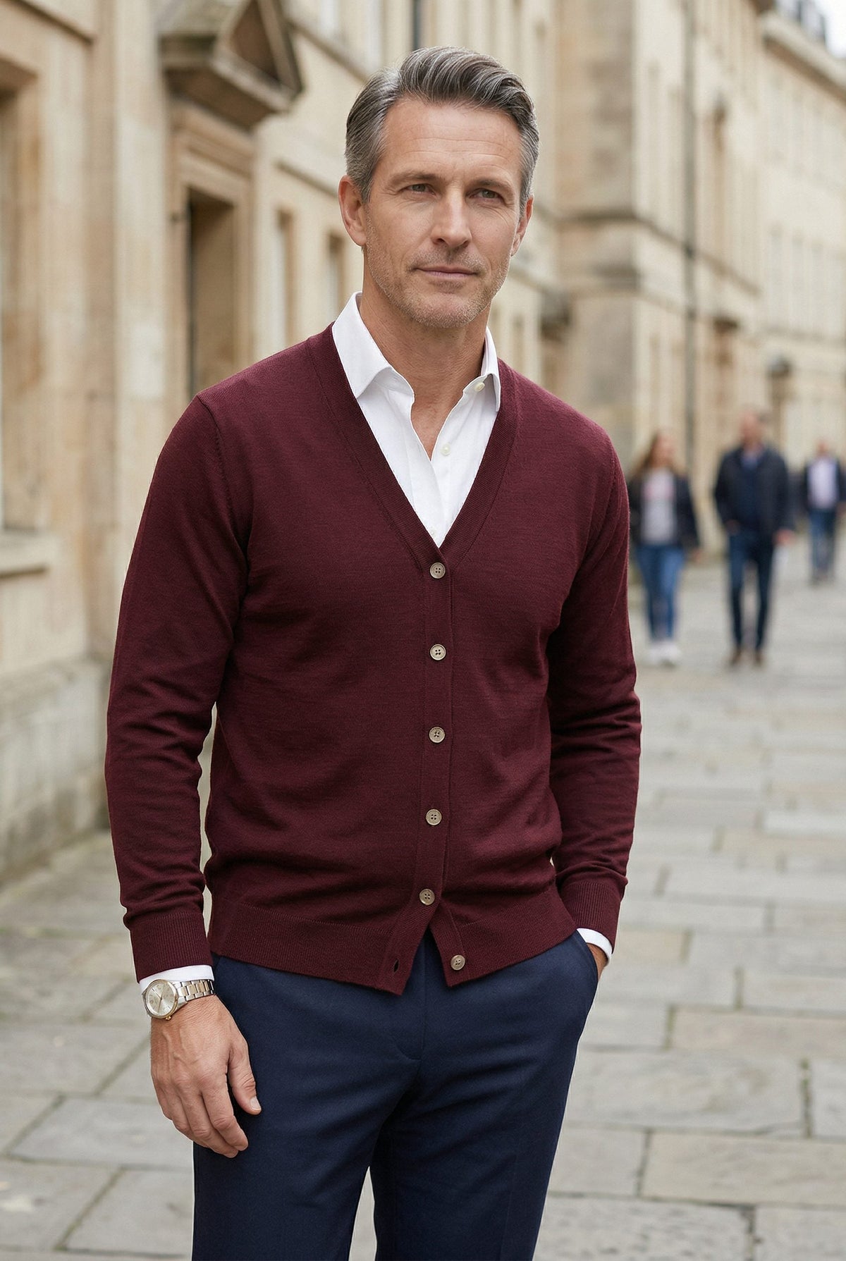 Men's V-Neck Button-Up Cardigan