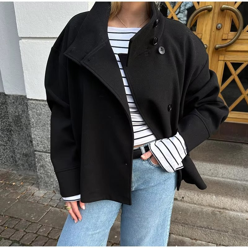 Ladies Short Jacket | Elegant jacket with high collar and buttons