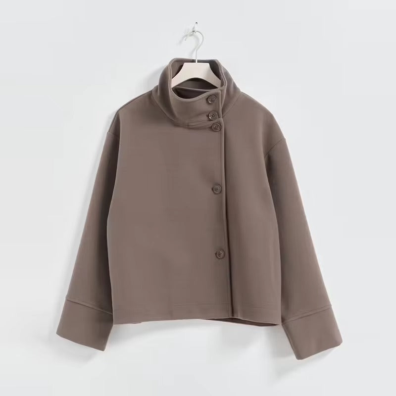 Ladies Short Jacket | Elegant jacket with high collar and buttons