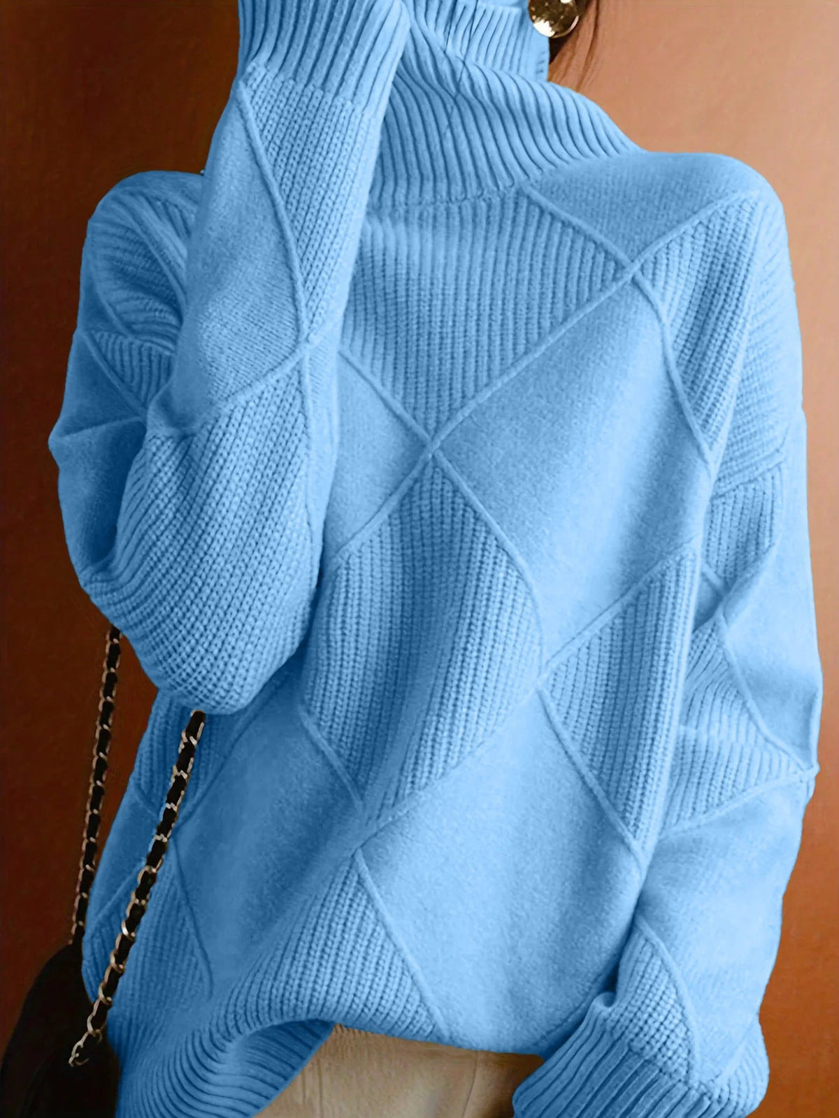 Women's Cable Knit Jumper with High Neck