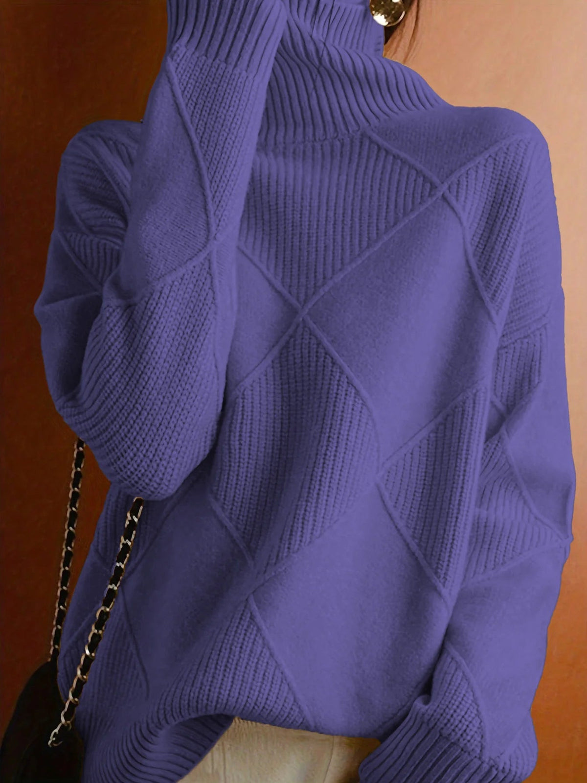 Women's Ribbed Knit Top with High Neckline