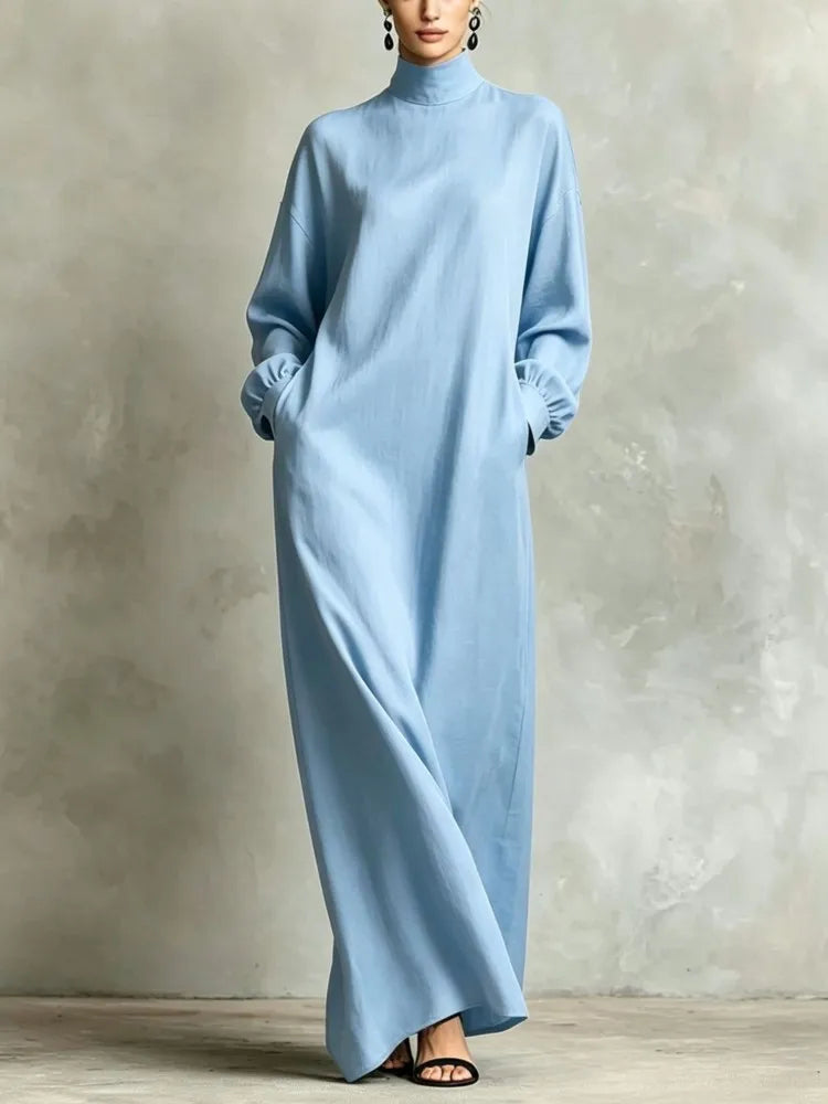 Women's Full Length Dress with High Neckline