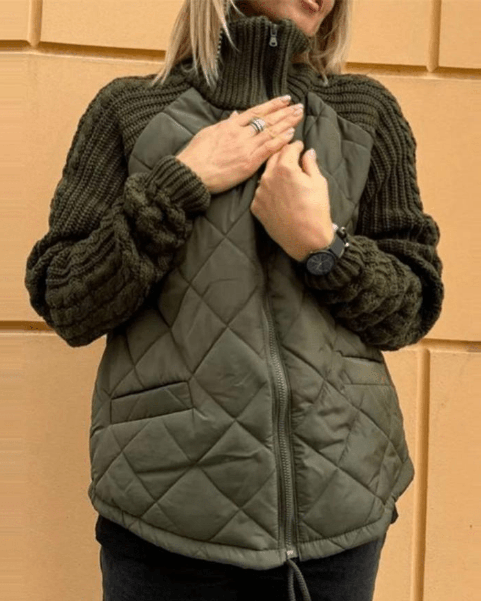 Ladies' Quilted Intermediate Jacket with Knitted Sleeves