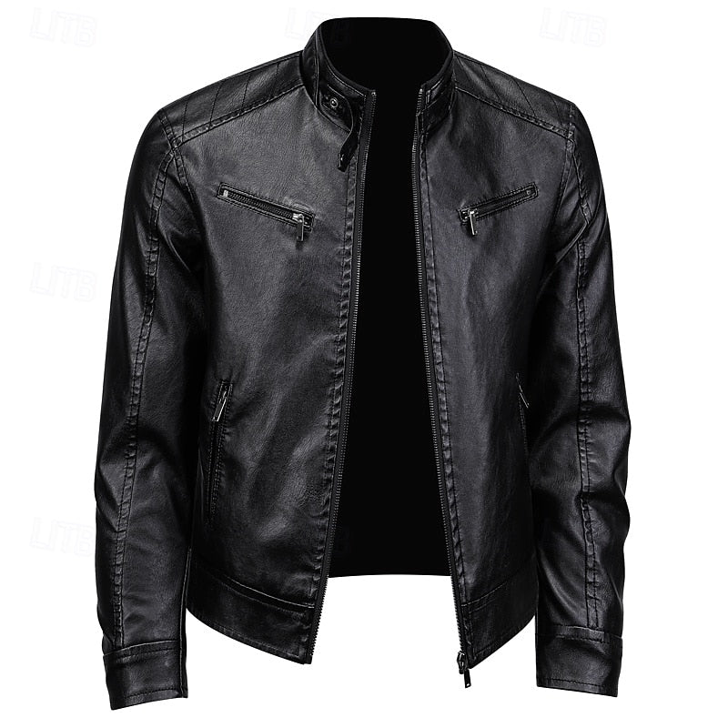 Caleb | Moto Jacket with Stand-Up Collar