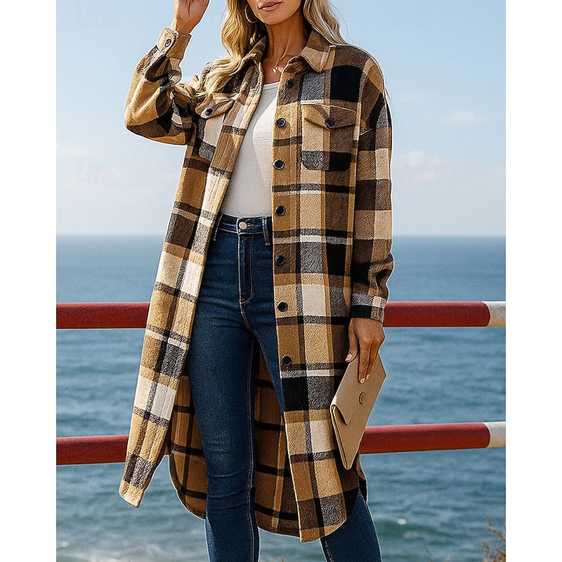 Noreen | Oversized Checkered Long Coat