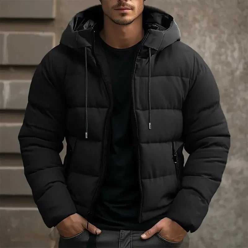 Warm Padded Puffer Winter Jacket with Hood for Men