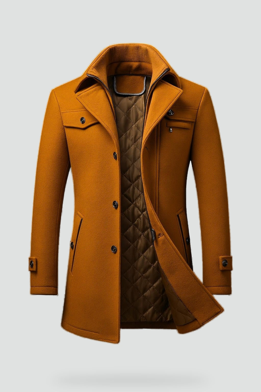Warm Winter Coat for Men with Textured Collar for Cold Days
