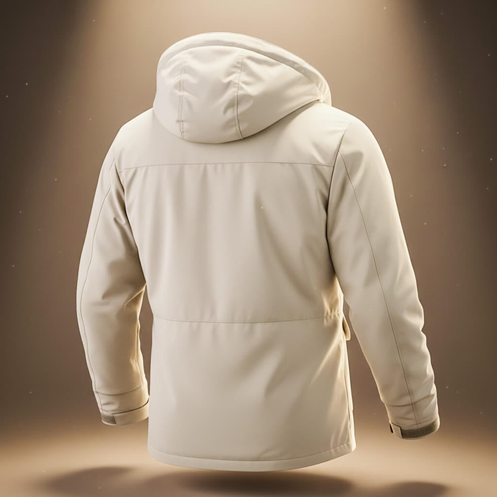 Water-Repellent Parka with Hood and Cargo Pockets for Men