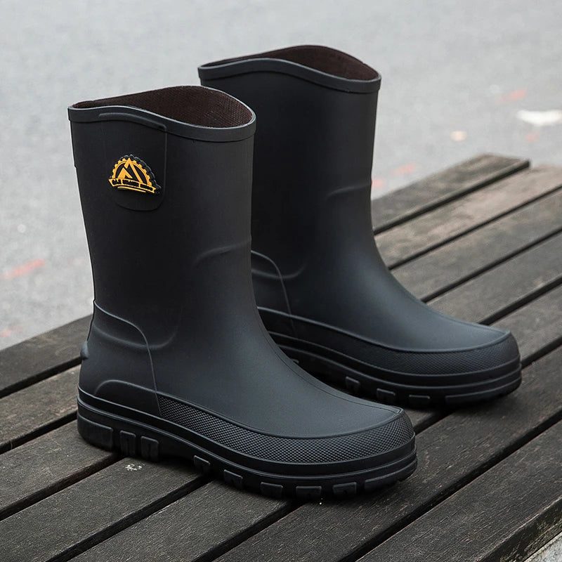 Men's Waterproof Rain Boots with Convenient Pockets