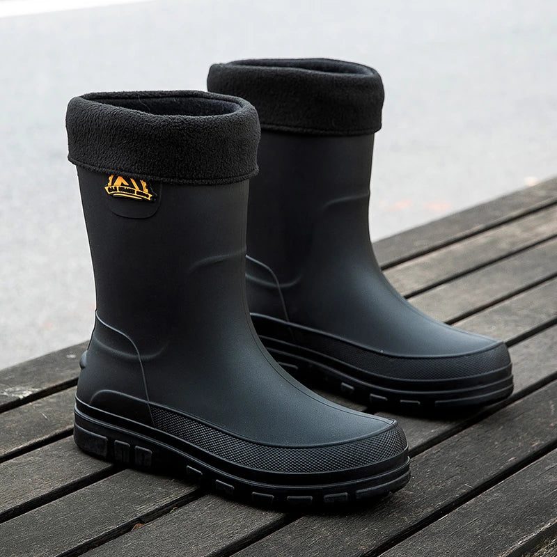 Men's Waterproof Rain Boots with Convenient Pockets