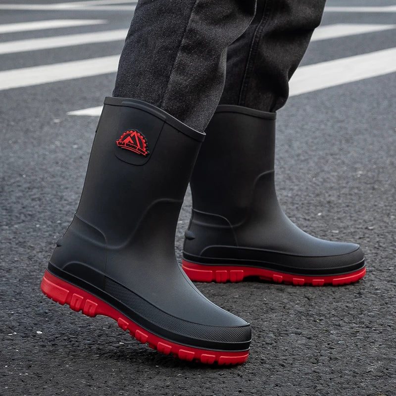 Men's Waterproof Rain Boots with Convenient Pockets