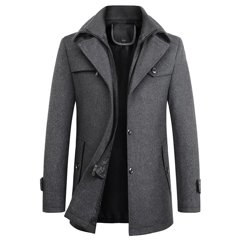 Men's Waterproof Coat with Notched Collar