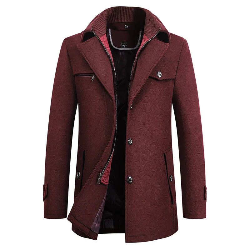 Men's Waterproof Coat with Notched Collar