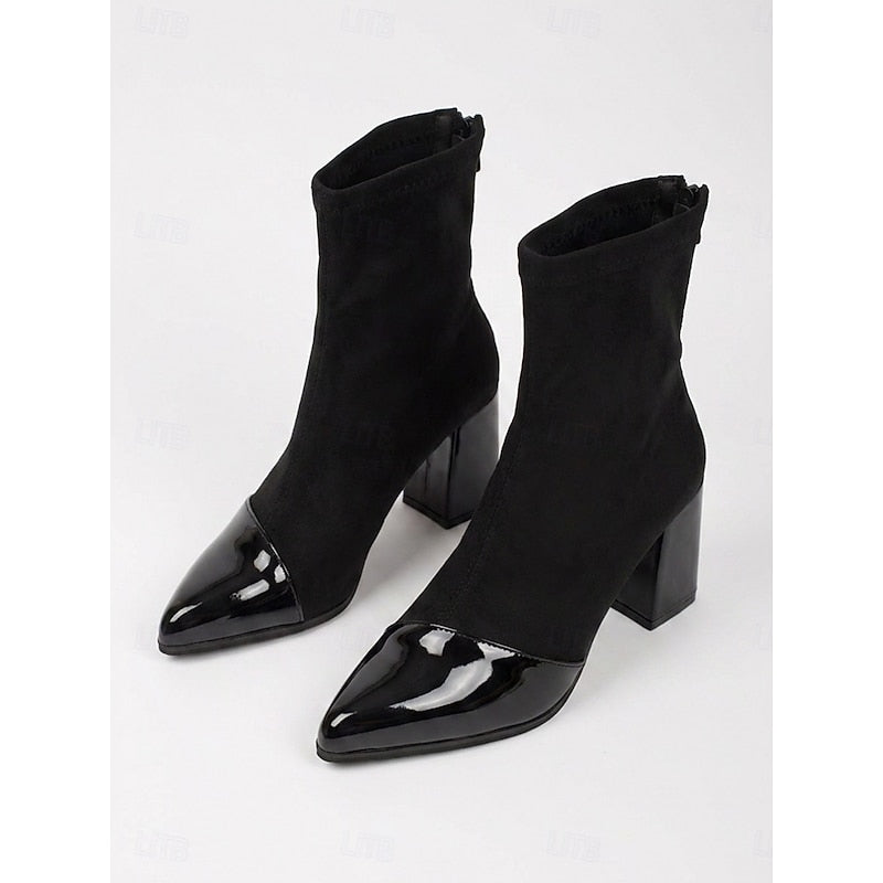 Lucia | Stylish Cap-Toe Chunky Heel Ankle Booties