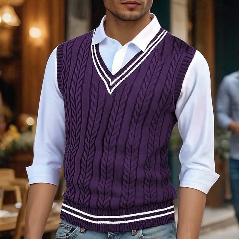 Percy | V-Neck Sweater Vest with Cable Knit Design