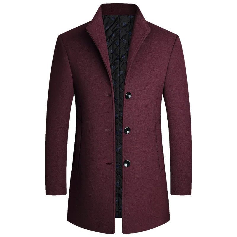 Men's Stand-Up Collar Wool Coat