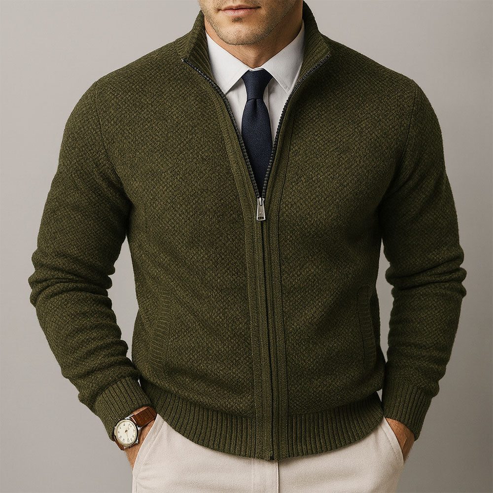 Men's Wool Zip-Up Cardigan