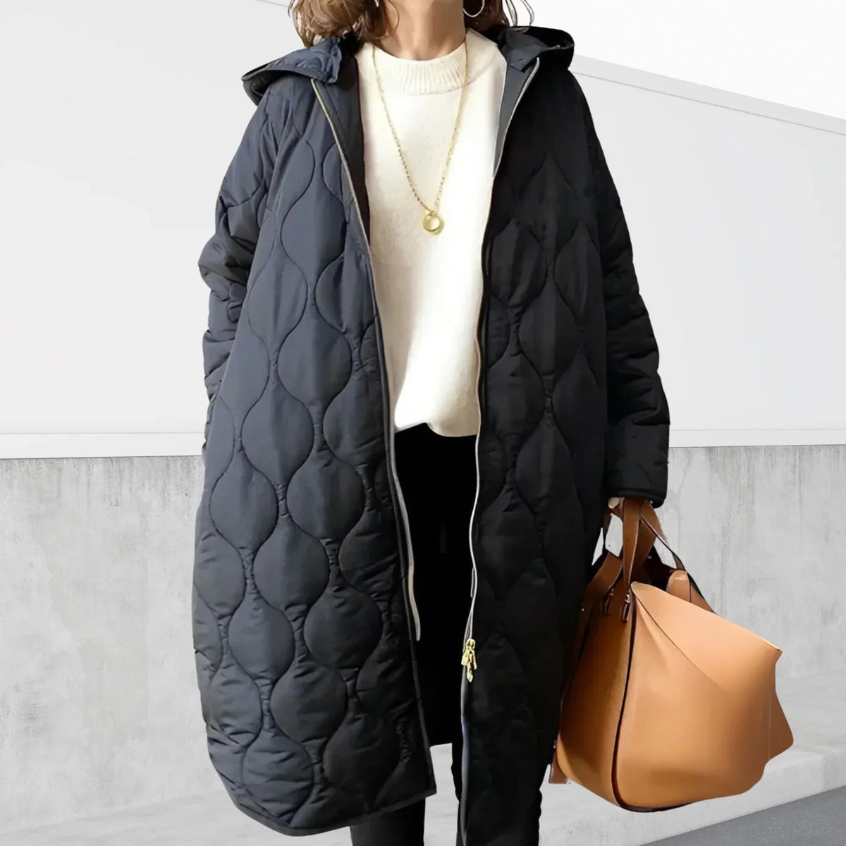 Women's Hooded Long Quilted Coat