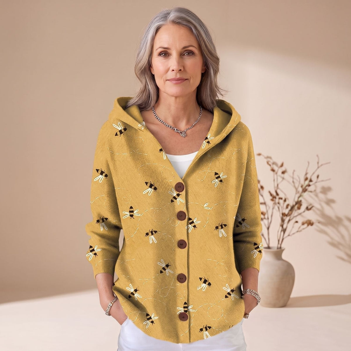 Luna | Women's Colorblock Hooded Cardigan with Button Front