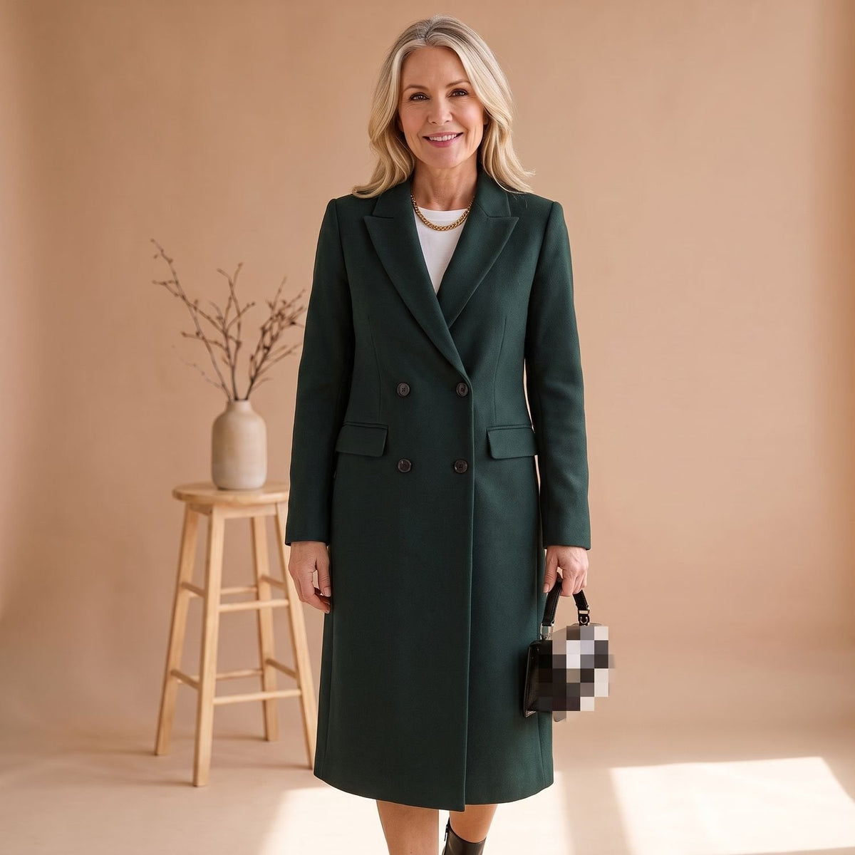Victoria | Women's Longline Double-Breasted Wool Blend Coat
