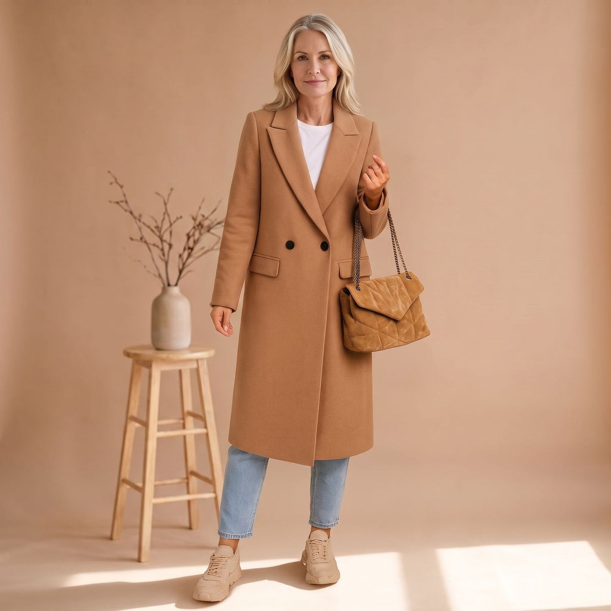Victoria | Women's Longline Double-Breasted Wool Blend Coat