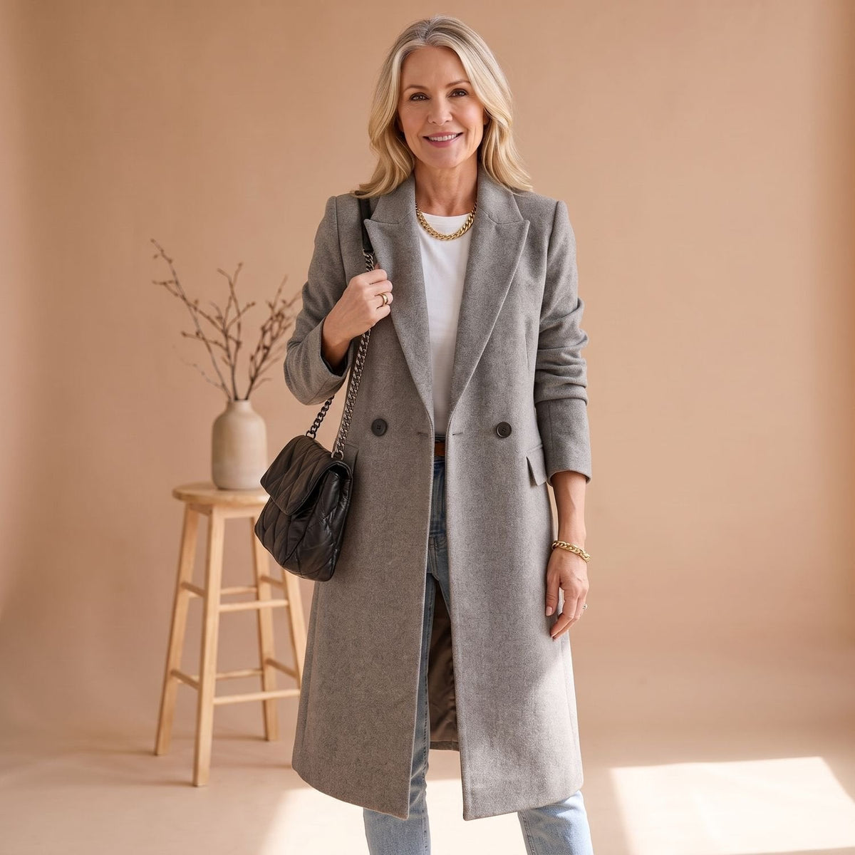 Victoria | Women's Longline Double-Breasted Wool Blend Coat
