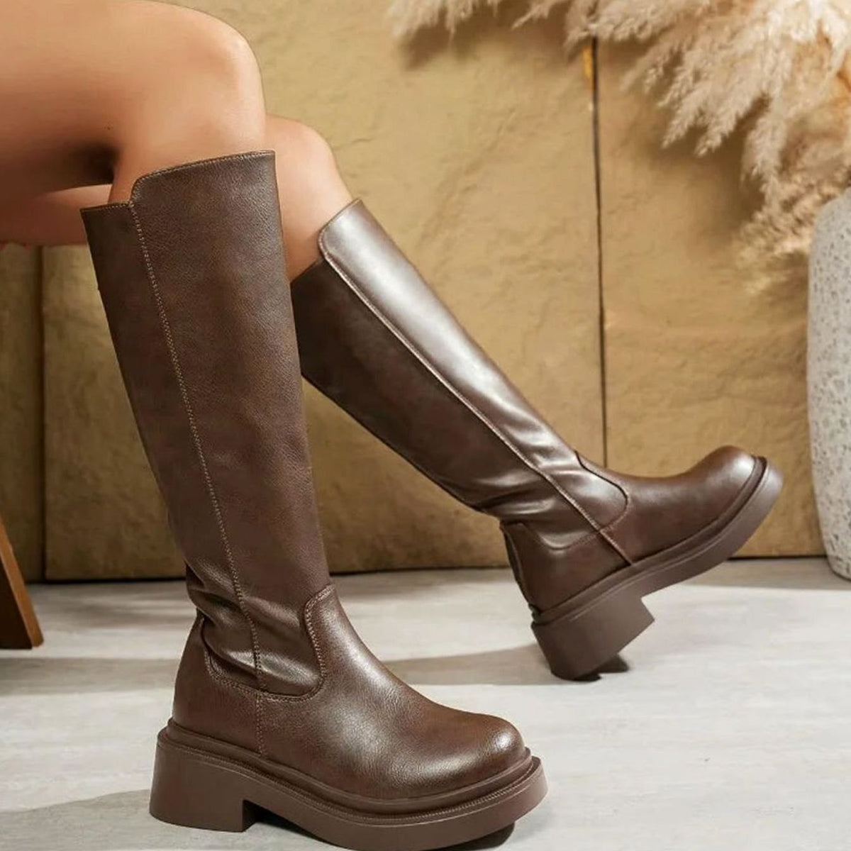 Women's Knee-High Boots | Stylish Block Heel & Chic Design