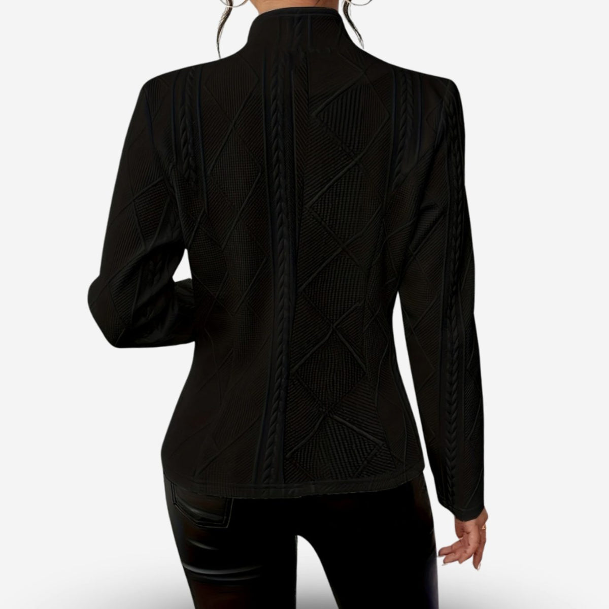 Madison | Women's Tailored Cable-Knit Geometric Blazer with Button Front