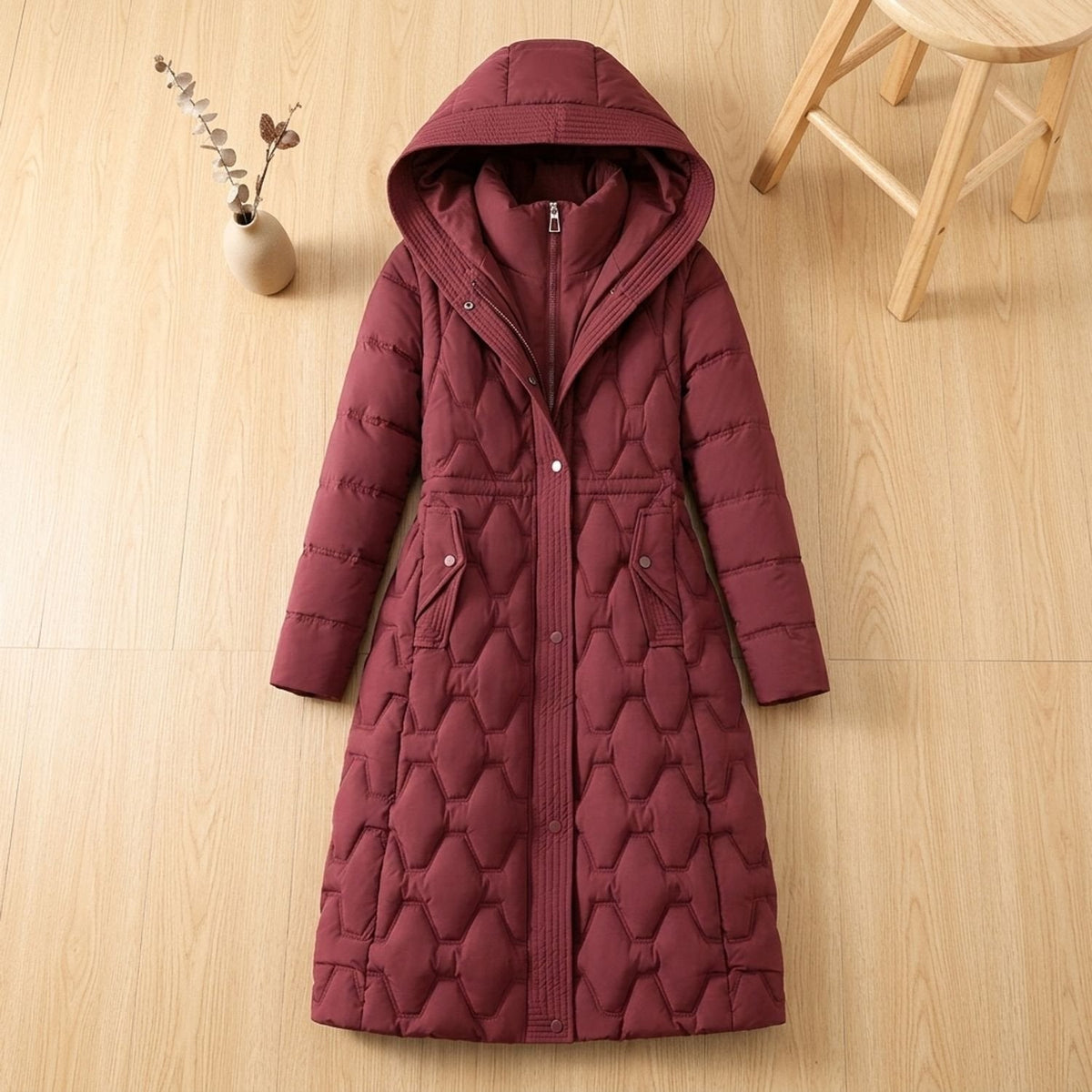 Penelope | Women's Quilted Longline Hooded Winter Parka