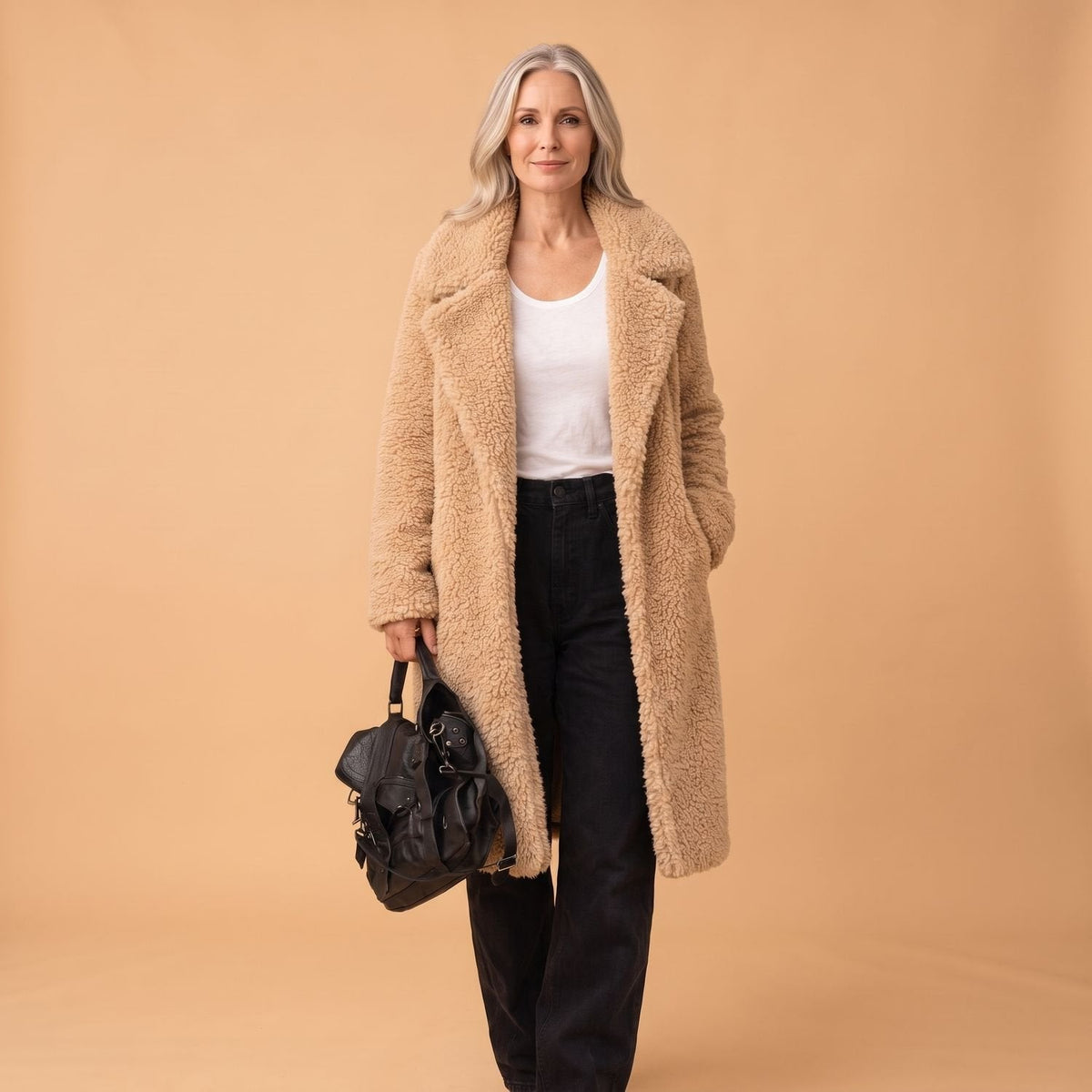 Madison | Women's Cozy Longline Relaxed-Fit Sherpa Teddy Winter Coat