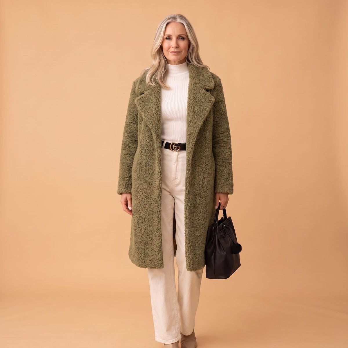 Madison | Women's Cozy Longline Relaxed-Fit Sherpa Teddy Winter Coat