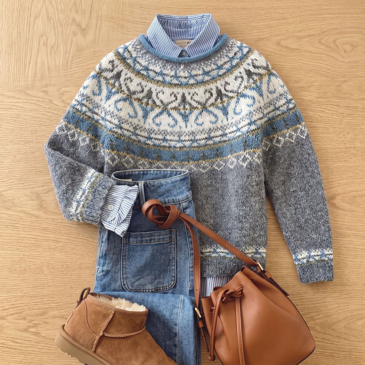 Madison | Women's Chunky Knit Fair Isle Pullover Sweater