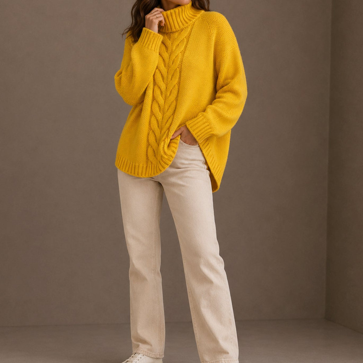 Victoria | Women's Chunky Cable Knit Turtleneck Sweater
